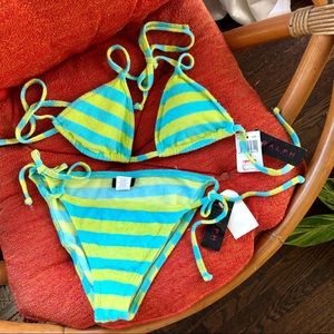 Ralph Lauren terry cloth neon bikini top bottom